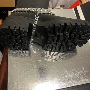 Black Ankle Boots with Chain Detail